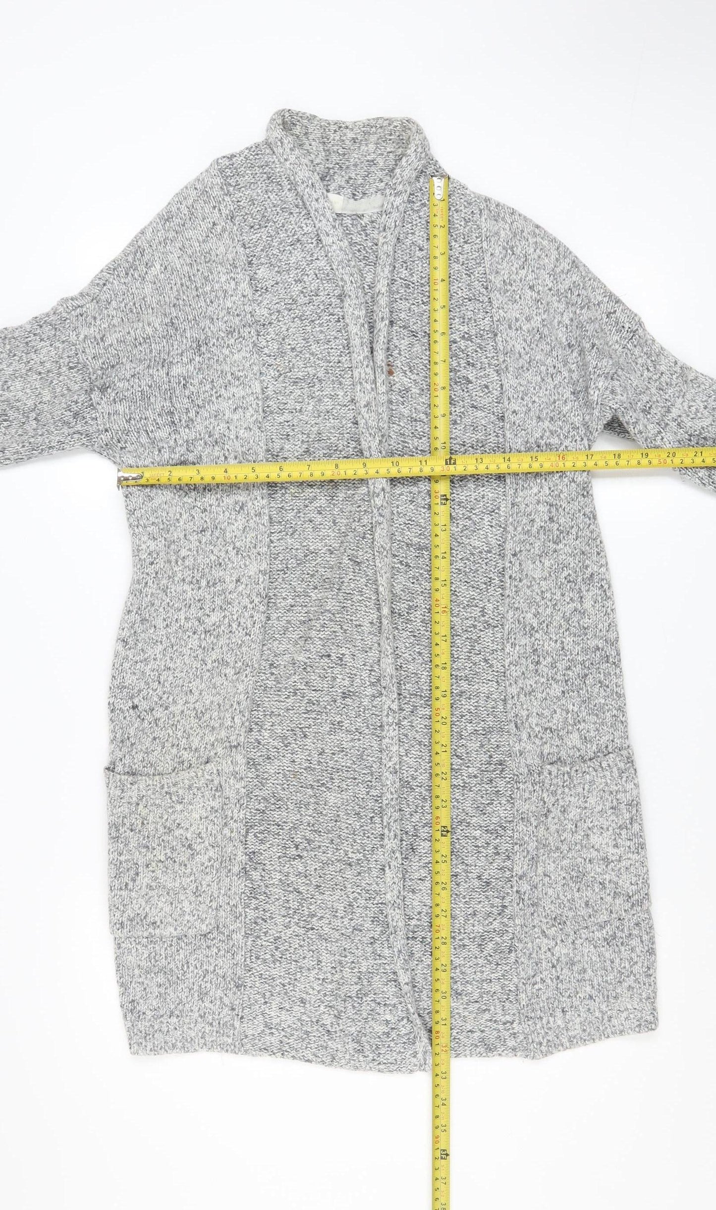 The White Company Women’s Grey Cotton Knit Cardigan UK 8 Long Sleeve Open Front