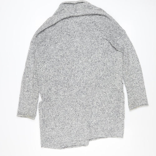 The White Company Women’s Grey Cotton Knit Cardigan UK 8 Long Sleeve Open Front