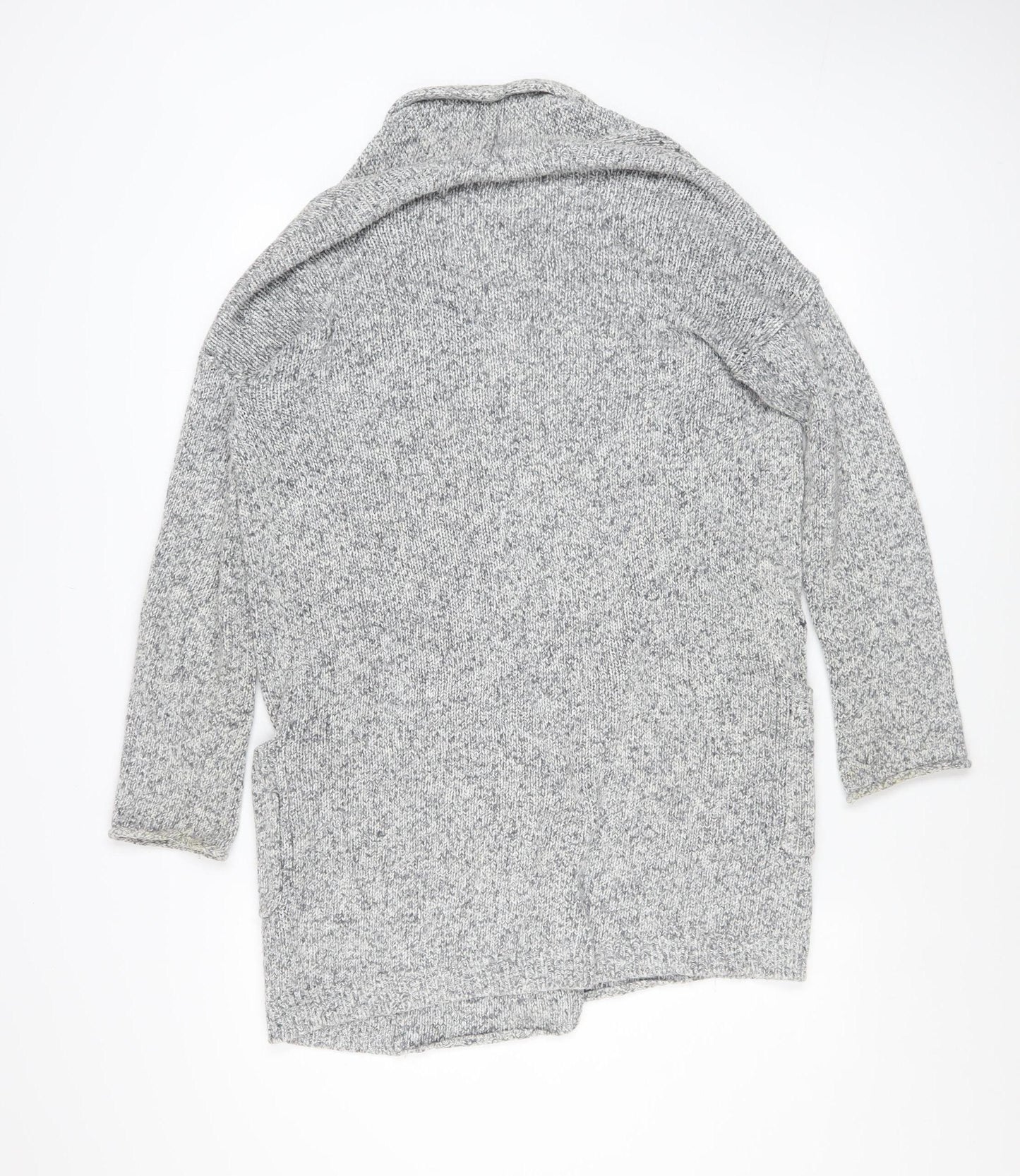 The White Company Women’s Grey Cotton Knit Cardigan UK 8 Long Sleeve Open Front