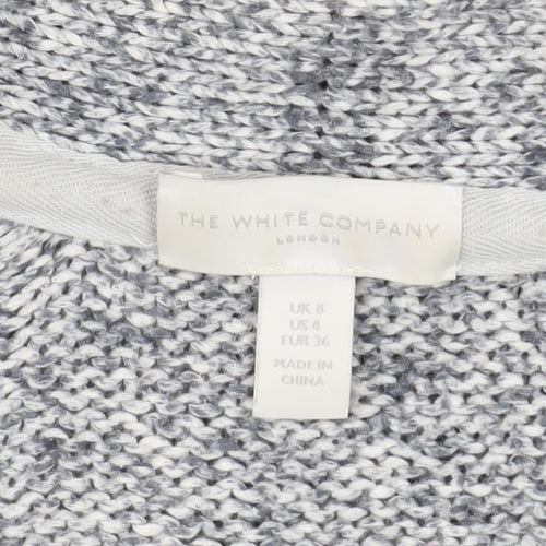 The White Company Women’s Grey Cotton Knit Cardigan UK 8 Long Sleeve Open Front