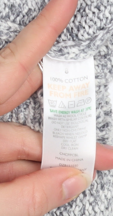 The White Company Women’s Grey Cotton Knit Cardigan UK 8 Long Sleeve Open Front