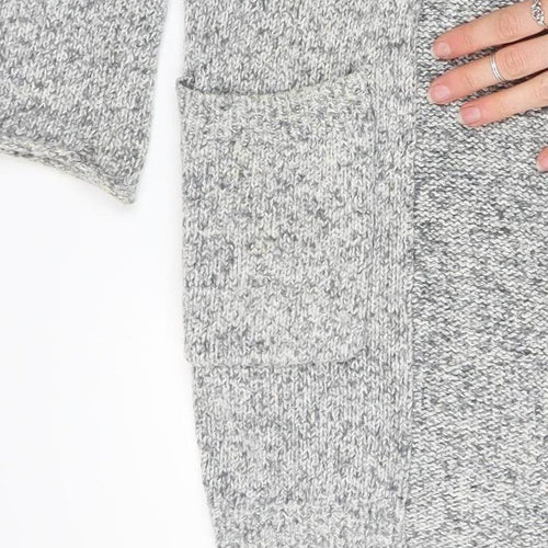 The White Company Women’s Grey Cotton Knit Cardigan UK 8 Long Sleeve Open Front