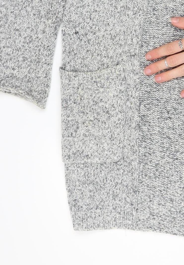 The White Company Women’s Grey Cotton Knit Cardigan UK 8 Long Sleeve Open Front