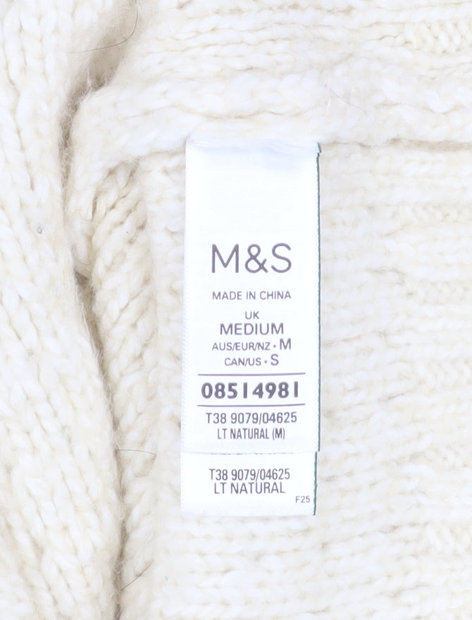 Marks and Spencer Women’s Ivory Roll Neck Chunky Knit Jumper M