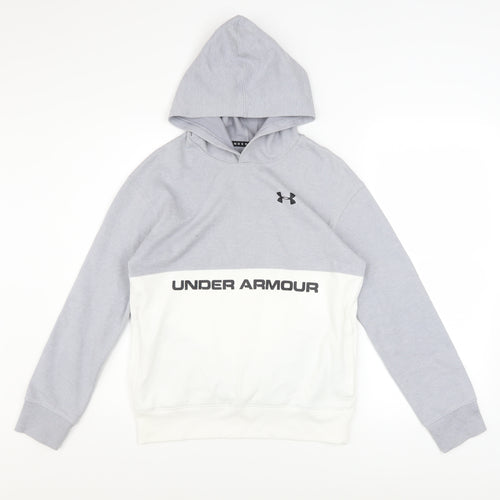 Under Armour Boys Grey Colourblock Pullover Hoodie Size 158