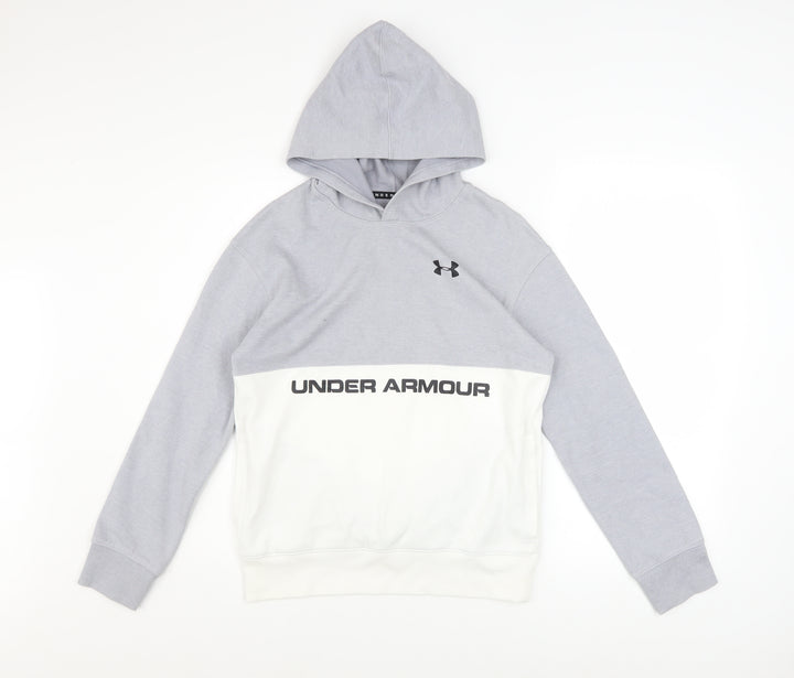Under Armour Boys Grey Colourblock Pullover Hoodie Size 158