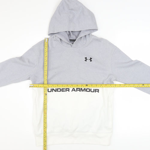 Under Armour Boys Grey Colourblock Pullover Hoodie Size 158