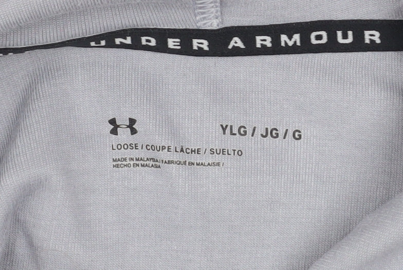 Under Armour Boys Grey Colourblock Pullover Hoodie Size 158