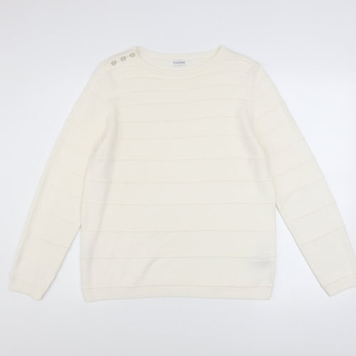 Marks and Spencer Women Ivory Acrylic Pullover Jumper Size 14