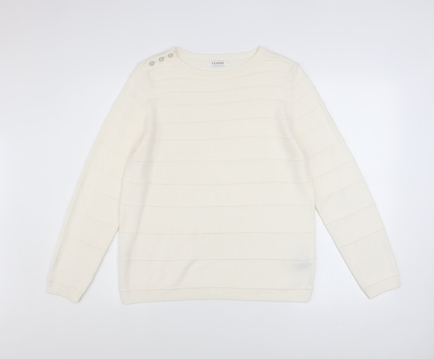Marks and Spencer Women Ivory Acrylic Pullover Jumper Size 14