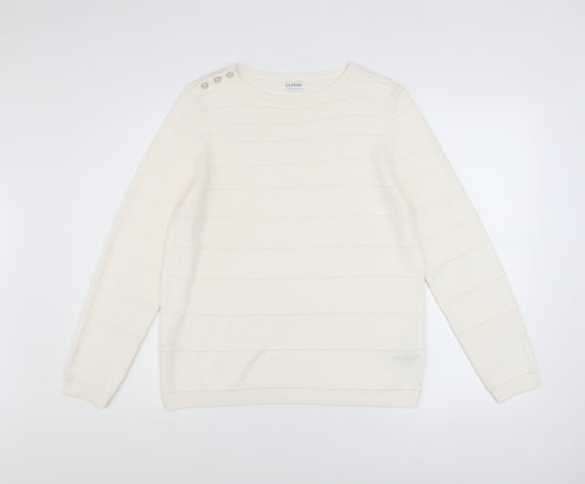 Marks and Spencer Women Ivory Acrylic Pullover Jumper Size 14