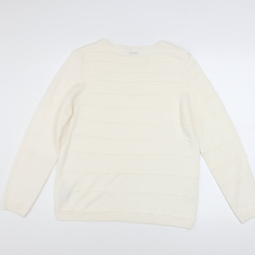Marks and Spencer Women Ivory Acrylic Pullover Jumper Size 14