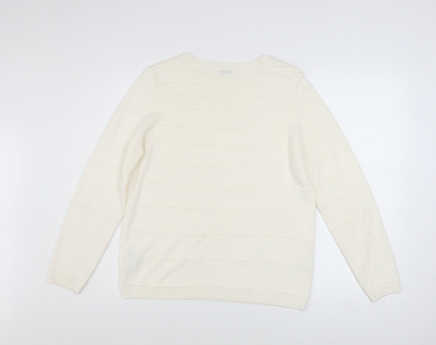 Marks and Spencer Women Ivory Acrylic Pullover Jumper Size 14
