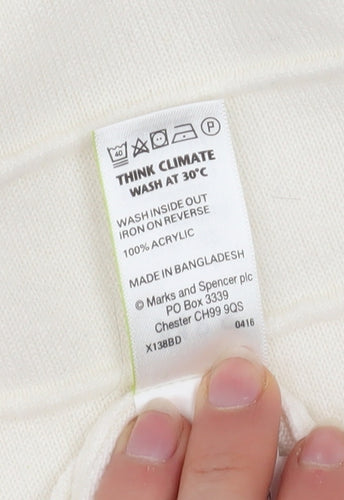 Marks and Spencer Women Ivory Acrylic Pullover Jumper Size 14