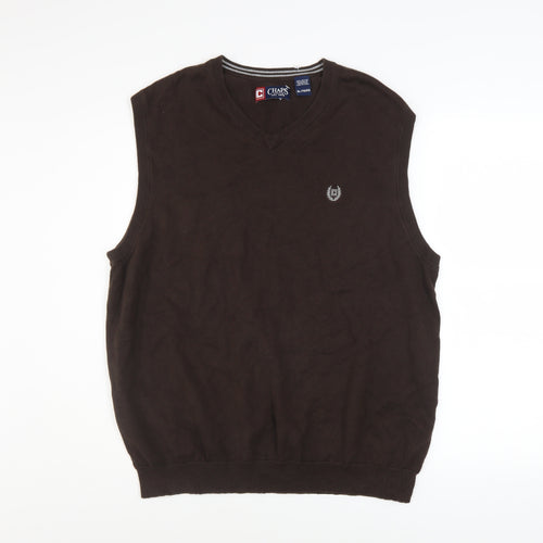 Chaps Men's Brown V-Neck Sleeveless Cotton Knit Vest XL