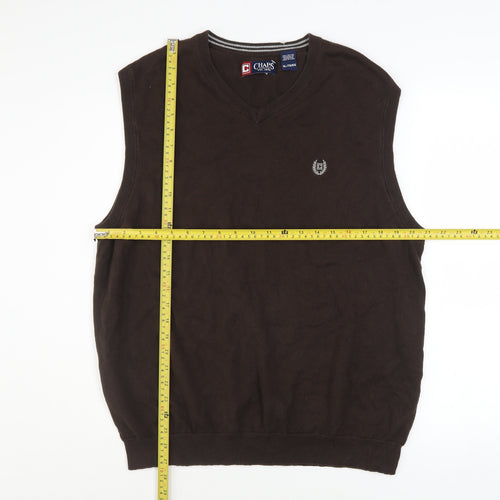 Chaps Men's Brown V-Neck Sleeveless Cotton Knit Vest XL