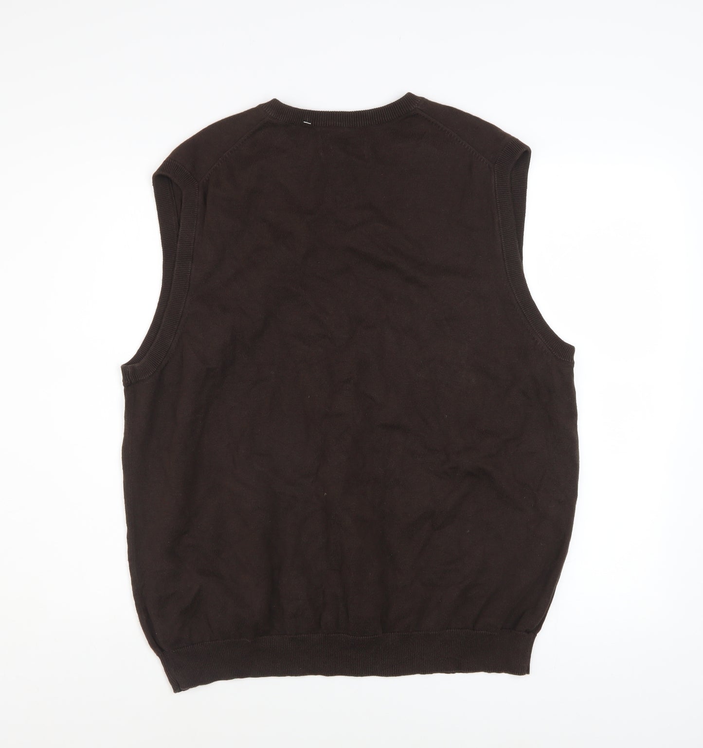 Chaps Men's Brown V-Neck Sleeveless Cotton Knit Vest XL