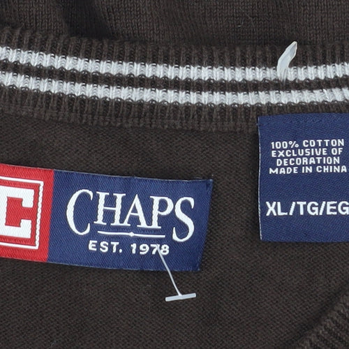 Chaps Men's Brown V-Neck Sleeveless Cotton Knit Vest XL