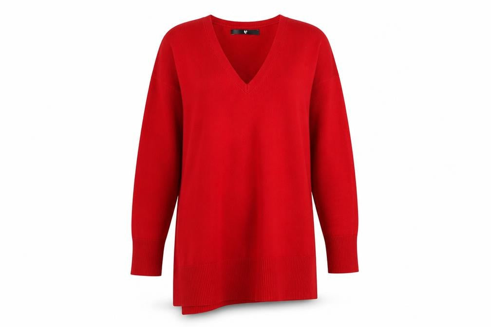 Front view of Very Women's Red V-Neck Long Sleeve jumper Size B