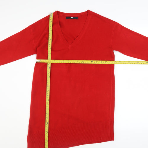 Very Women's Red V-Neck Long Sleeve Pullover Jumper Size B