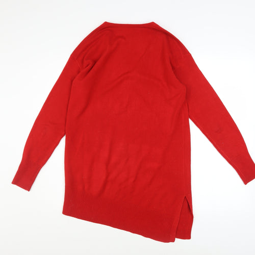 Very Women's Red V-Neck Long Sleeve Pullover Jumper Size B