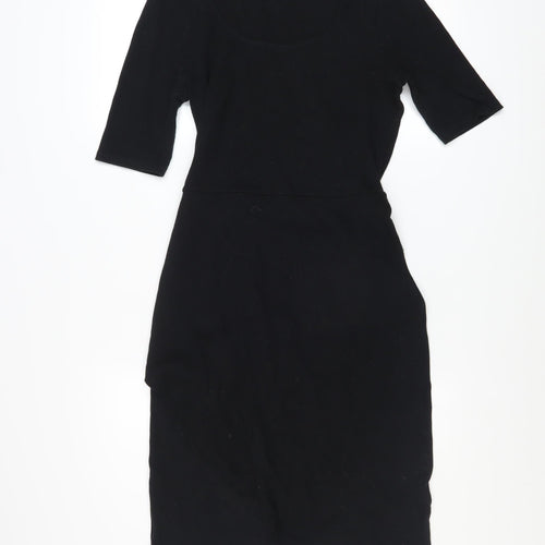 &et Womens Black Size 12 Bodycon Knee Length Cotton Blend Dress