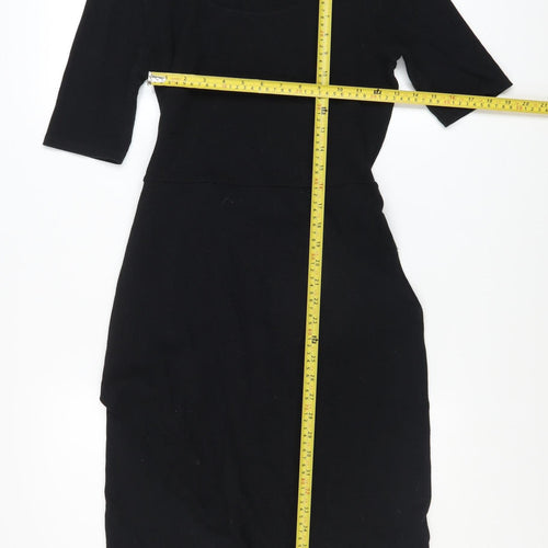 &et Womens Black Size 12 Bodycon Knee Length Cotton Blend Dress