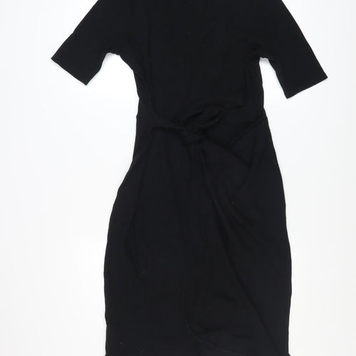 &et Womens Black Size 12 Bodycon Knee Length Cotton Blend Dress
