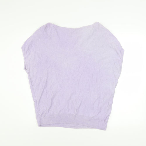 Mint Velvet Womens Purple Knit Boat Neck Short Sleeve Pullover Jumper M
