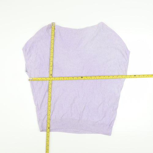 Mint Velvet Womens Purple Knit Boat Neck Short Sleeve Pullover Jumper M