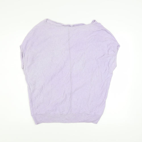 Mint Velvet Womens Purple Knit Boat Neck Short Sleeve Pullover Jumper M