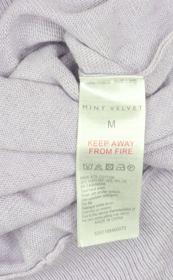 Mint Velvet Womens Purple Knit Boat Neck Short Sleeve Pullover Jumper M