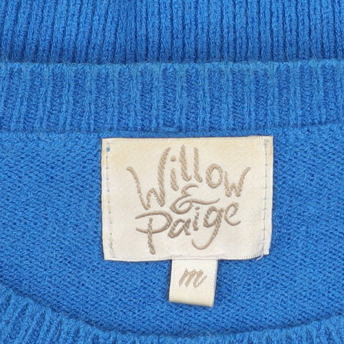 Willow & Paige Women’s Blue Ruffle Crew Neck Pullover Jumper Size M
