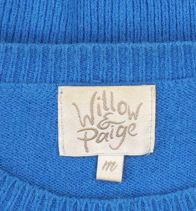 Willow & Paige Women’s Blue Ruffle Crew Neck Pullover Jumper Size M