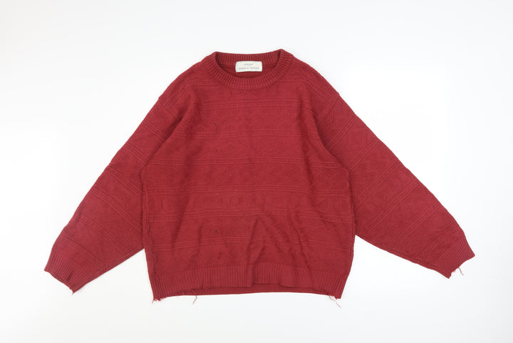 Marks and Spencer Men’s Red Knit Acrylic Jumper S Crew Neck Vintage
