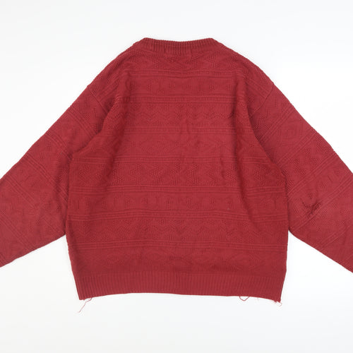 Marks and Spencer Men’s Red Knit Acrylic Jumper S Crew Neck Vintage