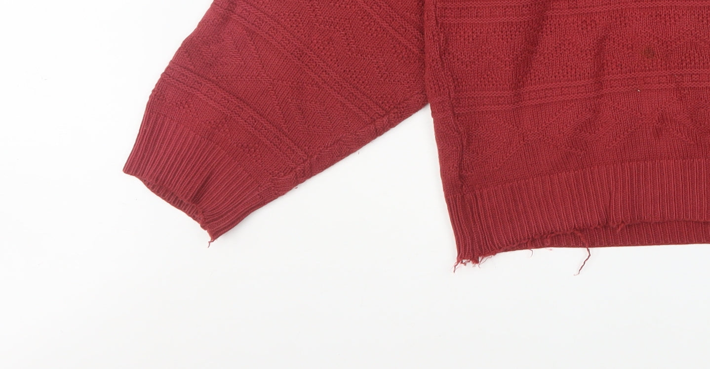 Marks and Spencer Men’s Red Knit Acrylic Jumper S Crew Neck Vintage