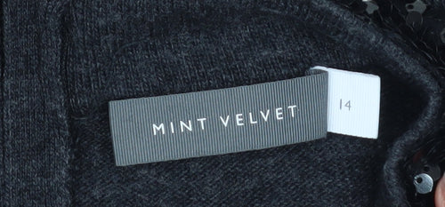 Mint Velvet Women Black Sequin Mock Neck Jumper Size 14