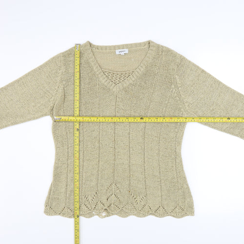 Papaya Women’s Beige V-Neck Knit Pullover Jumper Size 16