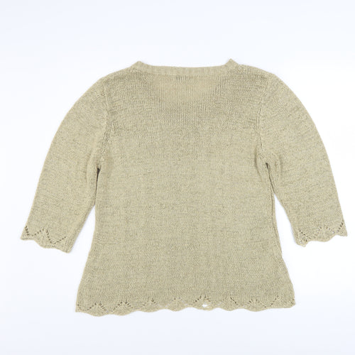 Papaya Women’s Beige V-Neck Knit Pullover Jumper Size 16