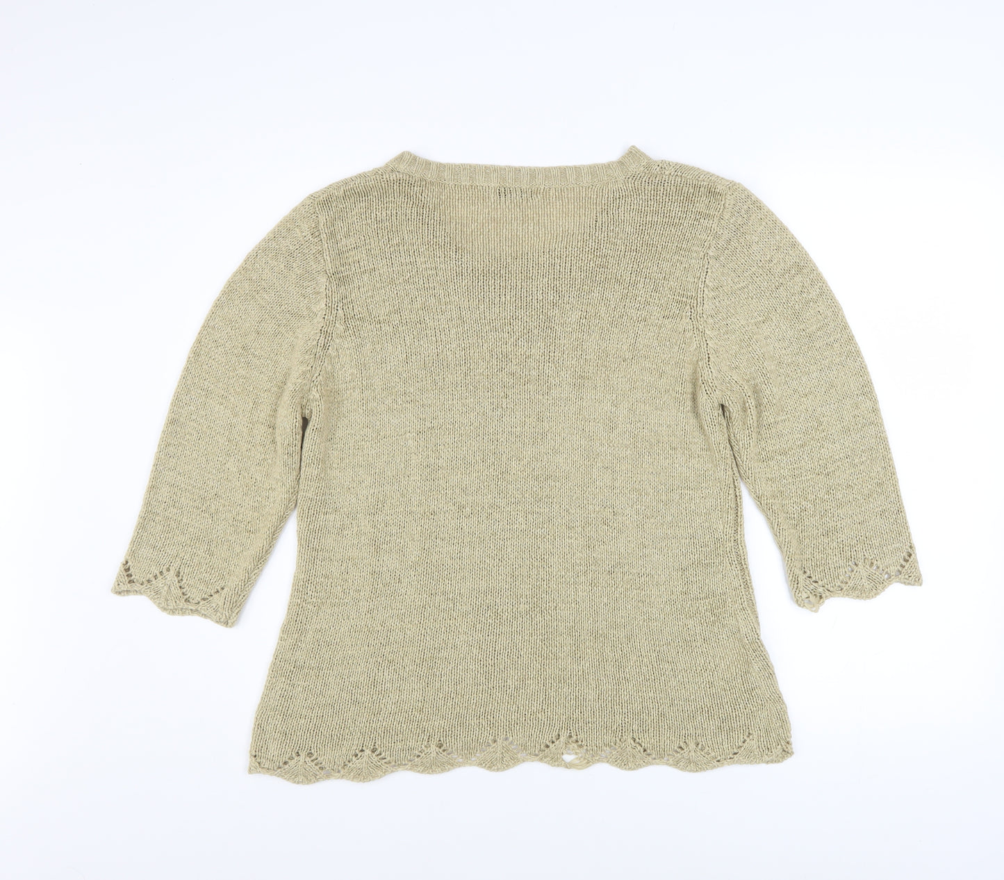 Papaya Women’s Beige V-Neck Knit Pullover Jumper Size 16