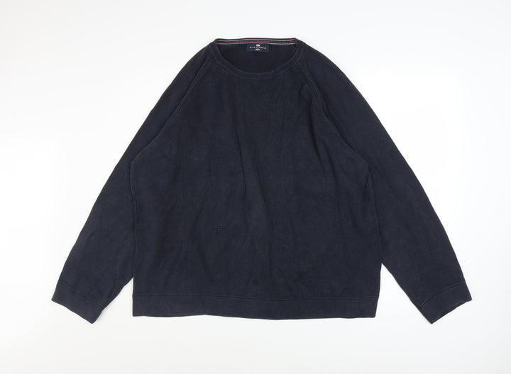Marks and Spencer Men's Blue XL Cotton Crew Neck Jumper