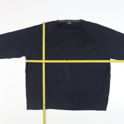 Marks and Spencer Men's Blue XL Cotton Crew Neck Jumper
