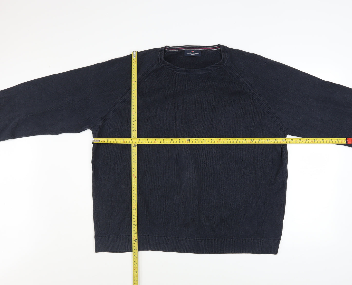 Marks and Spencer Men's Blue XL Cotton Crew Neck Jumper