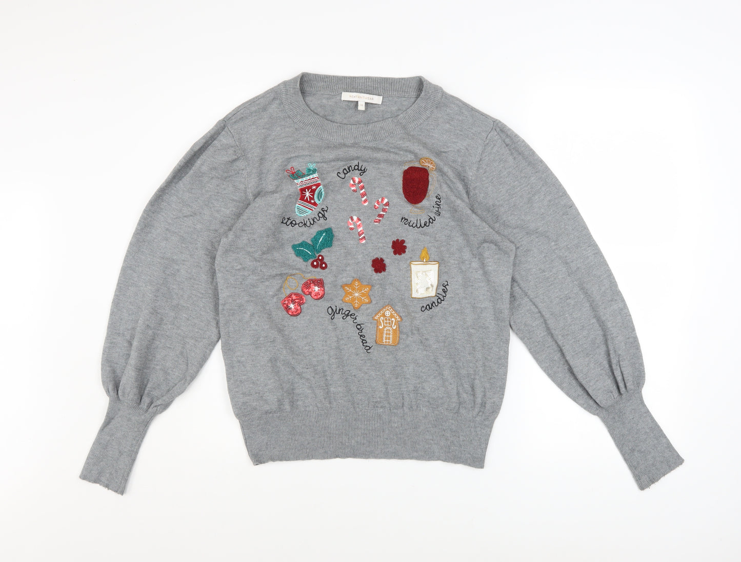 Next Women’s Grey Christmas Embroidered Jumper Size 12
