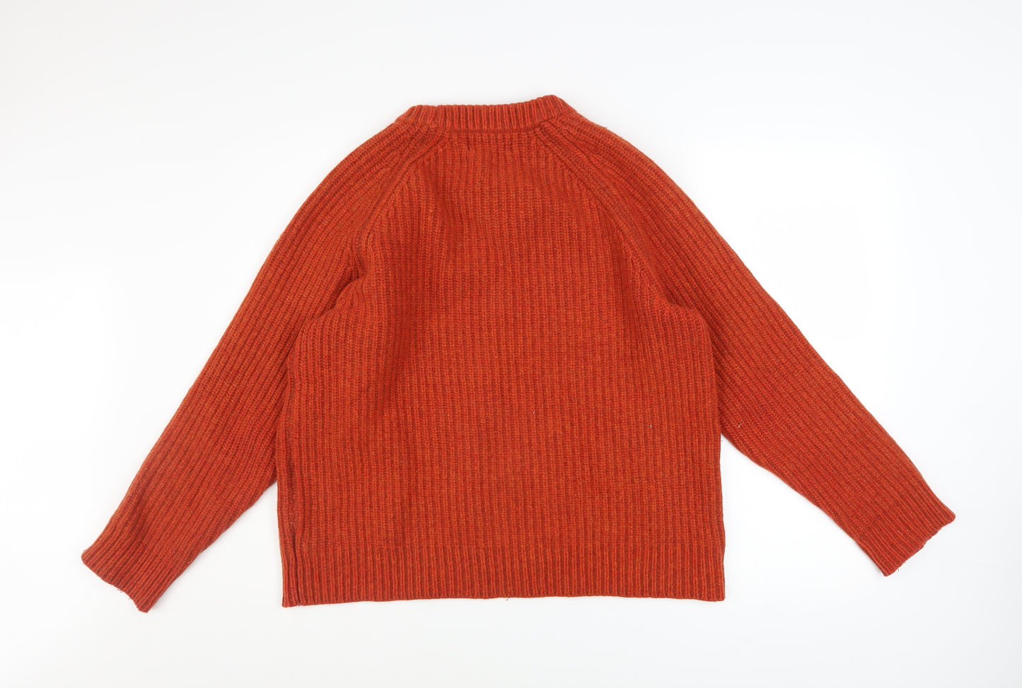 Next Men's Orange Wool Blend Chunky Knit Crew Neck Jumper Size L