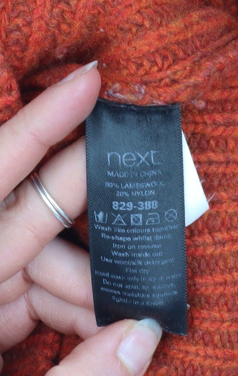 Next Men's Orange Wool Blend Chunky Knit Crew Neck Jumper Size L