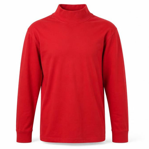 Lands' End Men's Red Relaxed Fit Long Sleeve Roll Neck Cotton Top M