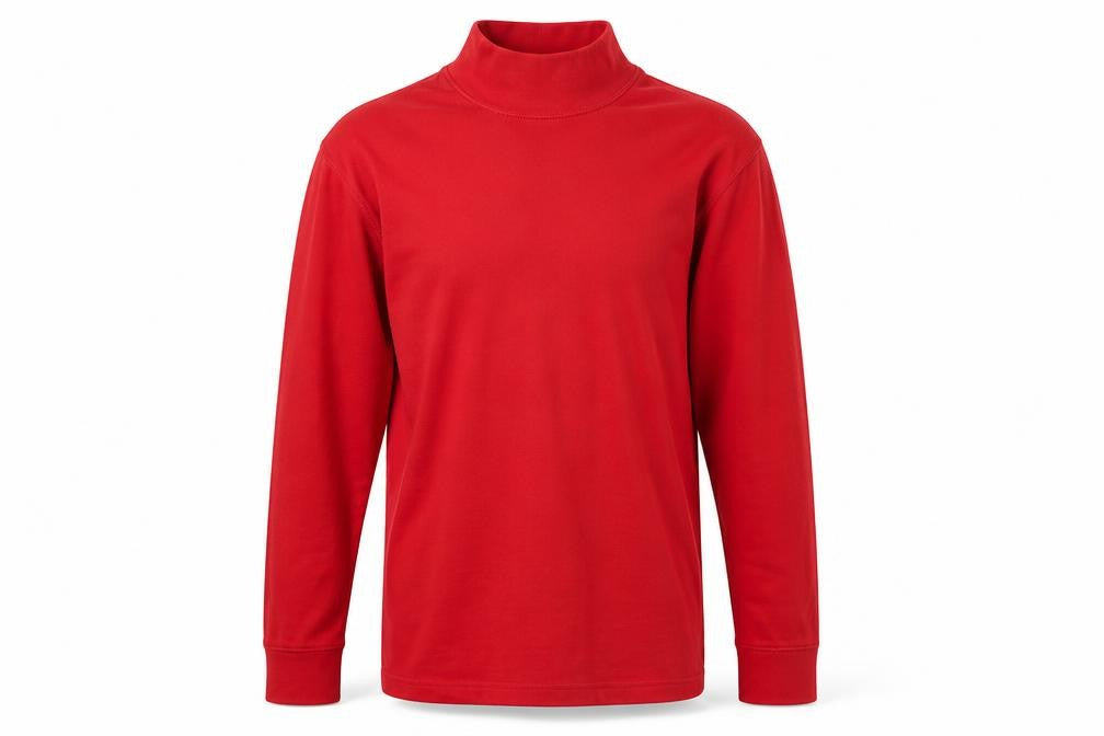 Lands' End Men's Red Relaxed Fit Long Sleeve Roll Neck Cotton Top M