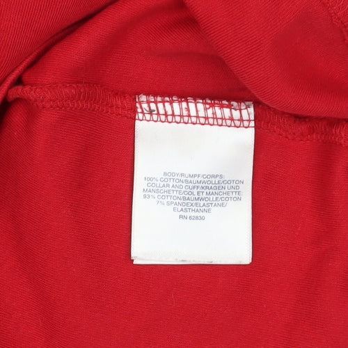 Lands' End Men's Red Relaxed Fit Long Sleeve Roll Neck Cotton Top M